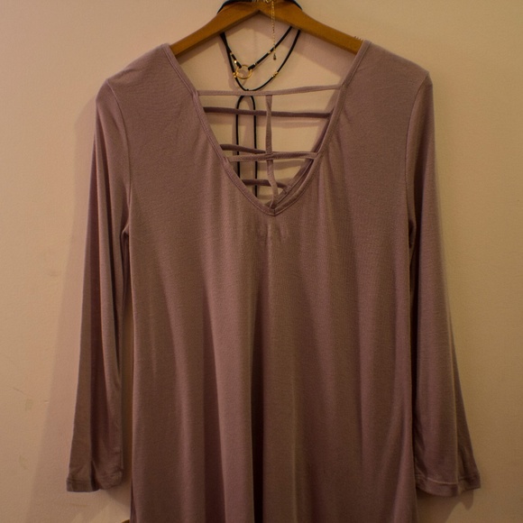 Pale Purple Caged Back Quarter Sleeved Sweater - Picture 7 of 7